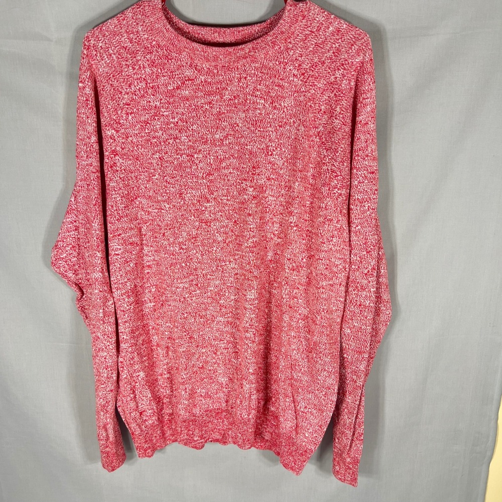 H&M L.O.G.G. Sweater Mens XL Red White Marled Knit Crewneck Raglan Long Sleeve